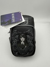 Loungefly Wednesday Addams Black Roses Crossbody Cell Phone Bag NWT Goth Rare picture