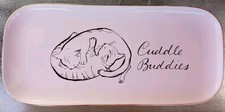 Punch Studio Cat Cuddle Buddies White Porcelain Tray-14