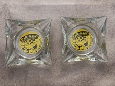 2 Vintage 1982 PAC-Man Ashtray's Bally Midway Mfg Co Advertising Glass Ashtray picture