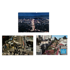 Vintage Postcards San Francisco Lombard Street Cable Car City Skyline Midcentury picture