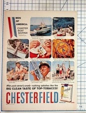 1960s Chesterfield Cigarettes Ad Charter Boat Skipper Palm Beach Florida Fishing picture