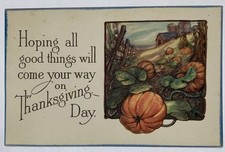 Antique Embossed Thanksgiving Card Divided Back picture