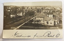 1907 Rppc Weyauwega Wisconsin Birdseye View Home Street Photo Postcard picture