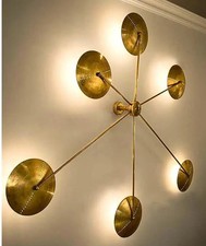 Brass Sputnik Chandelier Mid Century Modern Starburst Ceiling Light Fixture picture