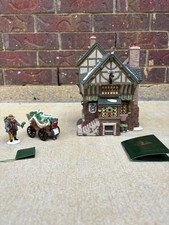 Vintage 1993-94 Dept 56 Dickens Lot 2 Pied Bull Inn and Mistletoe Monger & Cart picture