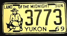 Vintage 1969 Yukon Midnight Sun License Plate 3773 Single Survivor picture
