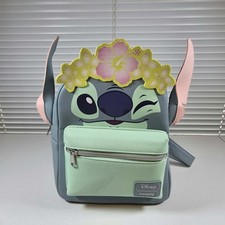 DISNEY LOUNGEFLY STITCH MINI BACKPACK FLORAL CROWN NWT picture
