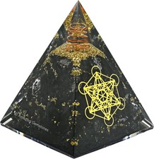 Amazing Gemstone Organite Orgone Pyramid Extra Large 105 MM - Metatron Cube Orgo picture