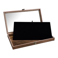 MOOCA Wood Jewelry Display Case Glass Top Black Velvet Pad picture