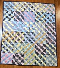 Vintage Hand Made MCM Multicolor Lightweight Patchwork Crazy Quilt 76 x 63 in picture