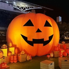 26Ft Giant Halloween Inflatable Pumpkin Yard Decor with LED Lights & Air Blower picture