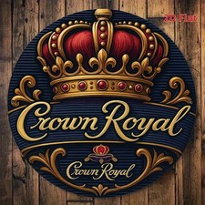 Retro Royal Crown Round Golden Tin Metal Signs Home Décor 8x8 picture