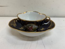 Antique Richard Klemm Dresden Porcelain Demitasse Cup & Saucer Cobalt Gold Set picture