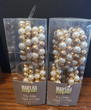Martha Stewart Holiday Napkin Rings Gold White Beads KMart Set 8 Table Decor picture