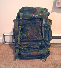 Mil-Tec German Flecktarn Camo Pattern Combat Pack Rucksack with Straps 65L picture