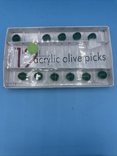 Vintage Glass Olive Cocktail Or Martini Picks MCM Style With Pimentos Set Of 11 picture