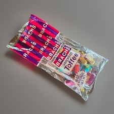 1970's Vintage BRACH'S TOFFEE Candy Bag w/ Original Foil Wrapped Toffee Pieces picture