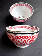 2 Porcelain Koi Fish Bowls World Market Elegant Shimmering White Red Gold picture