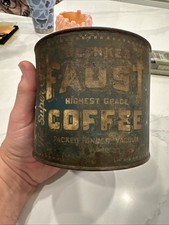 Vintage Early Blanke's Faust Super Coffee 1 lb Tin w/ Lid Devil St Louis MO picture