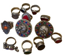12 Antique And Vintage Uzbek Pamir Hunza Wakhan Tribal Rings  picture