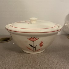 Vintage Deco Dahlia Decorative Bowl With Lid | Harker Pottery | picture