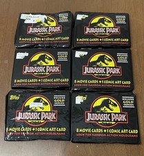 Jurassic Park Cards Deluxe Gold Series, 6 Sealed Packs, 1992 Topps Read picture