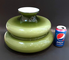 Mid Century Modern Cased Green White Glass Tiered Lamp Shade 10