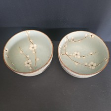 Kafuh Cherry Blossom All Purpose Bowls Set of 2 Japan Blue Stoneware 5 1/8 In. picture