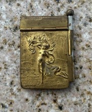 Vintage Early 1900’s Brass Pocket Notebook Embossed Fairy Decorative Design picture