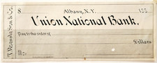 1880s Union National Bank Albany NY Blank Check Unused Antique Victorian picture