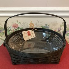 Longaberger RARE SEPT 2013 HOST EXCLUSIVE BLK HANDL ROUND PIE BSKT PROT BRND NEW picture
