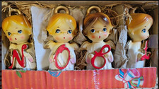 Adorable and Very Rare 1950s Capri Creations NOEL Choir Angel Figurine Set - EUC picture