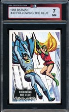 1966 TOPPS USA BATMAN BLACK BAT #40 Batman Robin Following The Clue KSA 7 NM picture