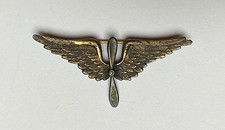 WWI US AIR SERVICE STERLING 2PC PIN BACK PROP WING 1 11/16 OFFICER EXCELLENT XF picture