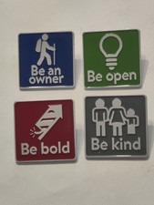 Lot of 4 Official Walmart Associate Motivational Enamel Pins - Be Bold,Kind Open picture