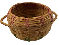 Vintage Native American Indian Coil Woven Pine Needle Basket picture