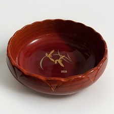 Japanese Aizu Lacquerware Bowl Sweets Dish Gold Orchid 8