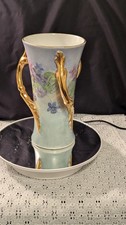 Antique T&V Limoges France Porcelain Vase Hand Painted Violets Signed Mint 7