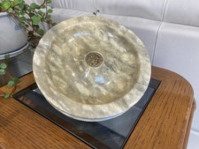 Italian Alabaster Marble Natural Solid Stone Hand Carved Ashtray Vintage picture
