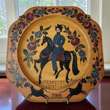 Vtg Rosemaling Wood Plate Hand Painted 1988 Signed Mary Ellerman 12.75