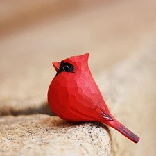 LWINGFLYER Small Carved Northern Cardinal Figurines, Handmade Female Cardinal... picture