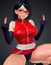 Sarada Uchiha Sexy Adult Statue Squat Red Top Glasses Boruto KEKIPRINTS 13