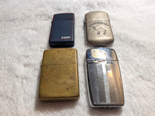 Vintage Lot Of 4 Lighters Zippo Solid Brass Slim Ronson Camel picture