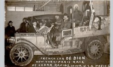 FRENCH CAR NY-PARIS RACE cedar rapids ia 1910s postcard iowa real photo rppc picture