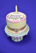 Mud Pie Porcelain Hinged Trinket Box - Birthday Cake Happy Birthday picture