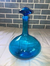 Blenko Decanter with Very Rare Stopper Cobalt Blue 14