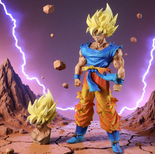 26cm Dragon Ball Z  Goku Figure Super Saiyan Anime Statue Collection ( 2 Heads ) picture