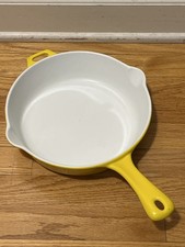 Vintage COPCO Denmark - Michael Lax Design- Yellow Enamel Cast Iron Skillet 10” picture