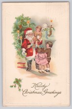Santa Claus Children Christmas Tree Embossed Postcard 1916 - Red Cross Seal picture