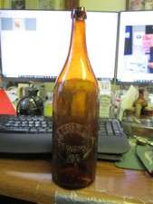 Ft. Wayne, Ind. C.L. Centlivre Quart Amber Beer Bottle w/ Baltimore Loop Seal picture
